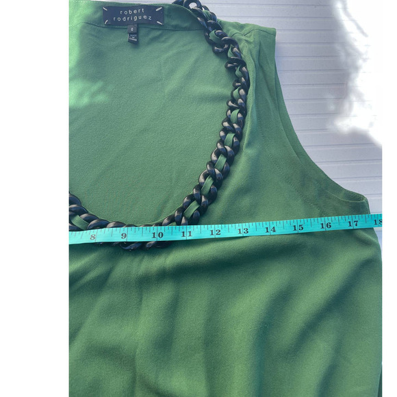 Robert Rodriguez Green Silk Embellished Sleeveless Blouse -Size 6 - Picture 5 of 15
